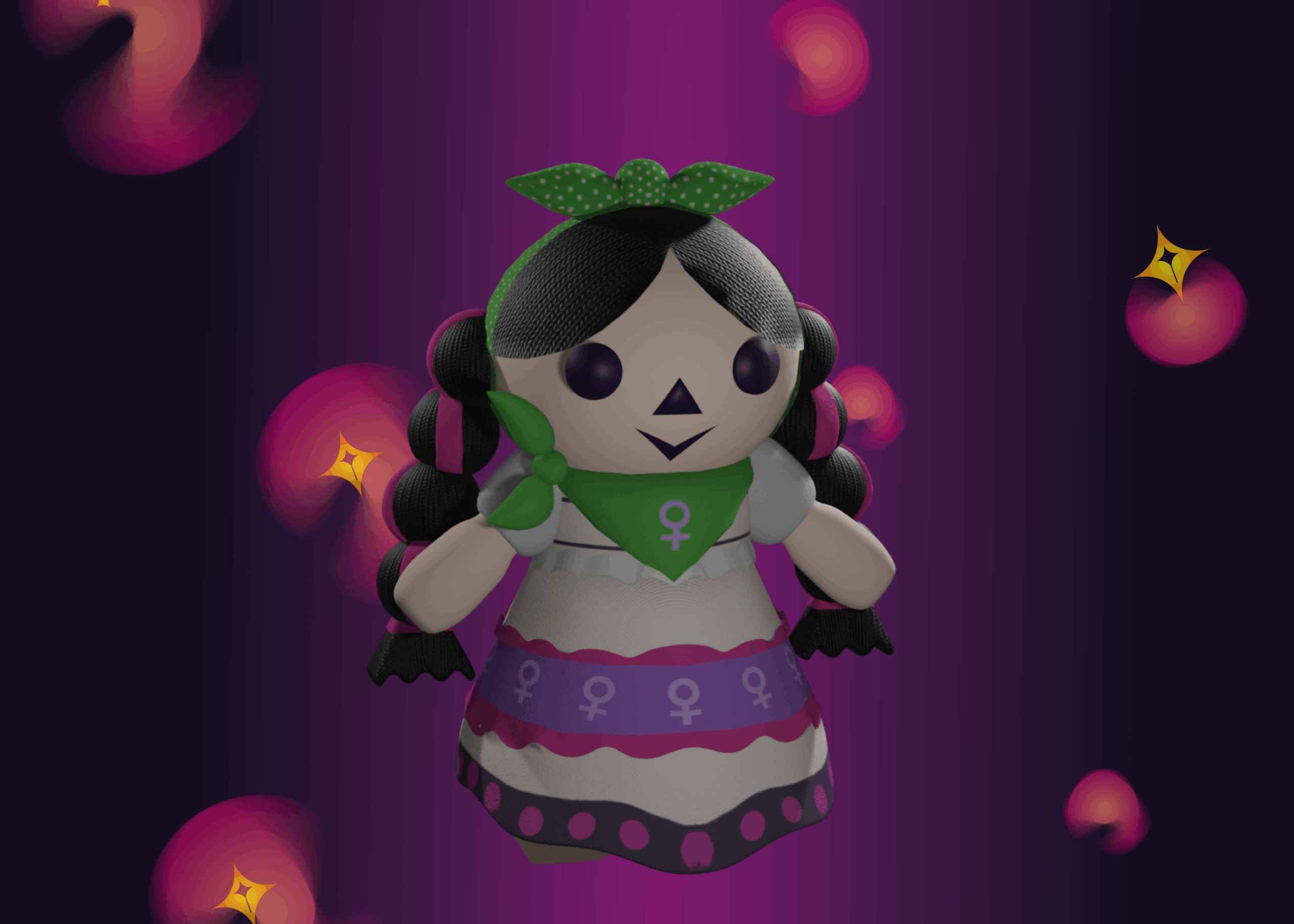 Muñeca feminista modelado 3D
